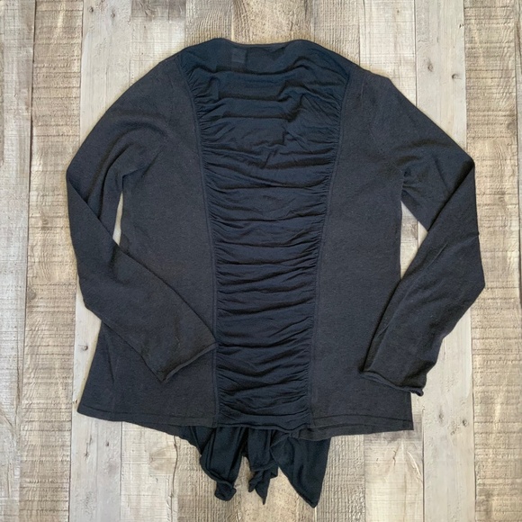 Anthropologie Guinevere Grey Linen Blend Open Front Drape Cardigan SZ M - Picture 9 of 14
